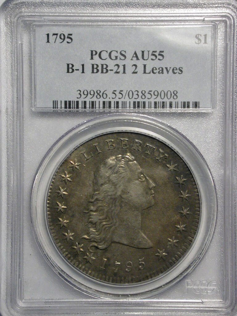 1795 U.S. Flowing Hair Silver Dollar in PCGS slab (obverse)