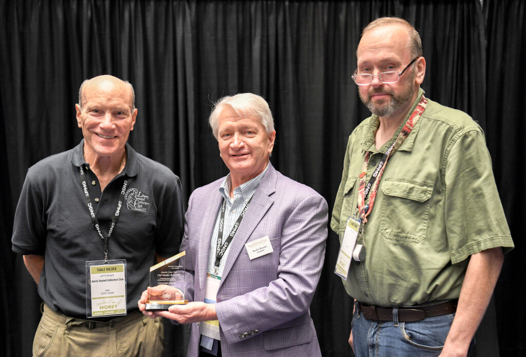 Presentation of Seattle Coin Club ANA 90-year membership award.